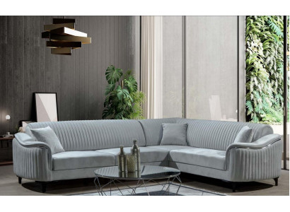 Fabric Corner sofa L-shape Sofa Upholstery Textile Corner suite Velvet Gray 310x240