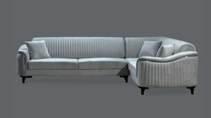 Fabric Corner sofa L-shape Sofa Upholstery Textile Corner suite Velvet Gray 310x240
