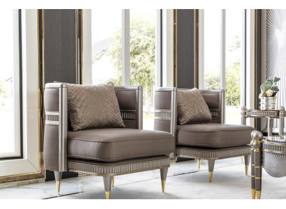 Armchair Brown Elegant Upholstery Fabric 1 Seater Style Modern Furniture Living room new