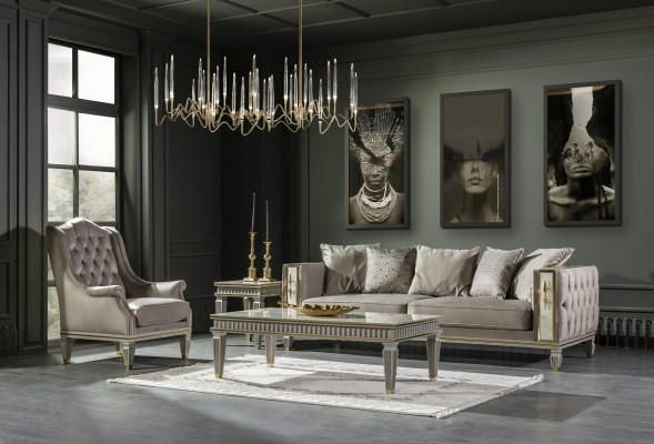 Armchair Gray Luxury Upholstery Fabric 1Seater Chesterfield Modern Furniture Living room new