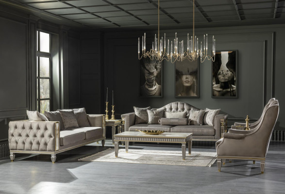Armchair Gray Luxury Upholstery Fabric 1Seater Chesterfield Modern Furniture Living room new
