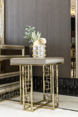 Side table Gray Modern Wood Design Living room Furniture Luxury Elegant Table
