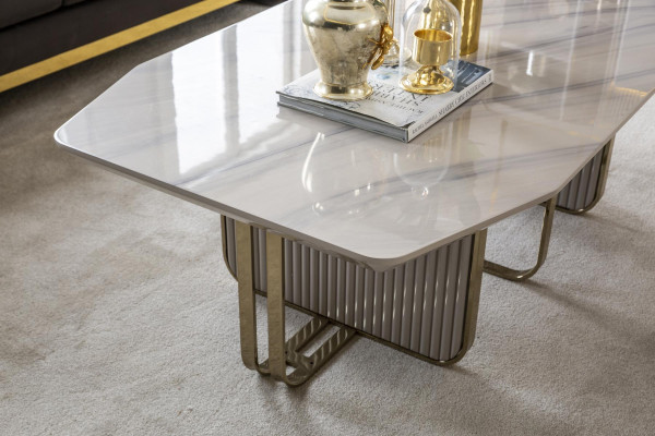 Coffee table White Metal Luxury Design Couch Table Furniture Living room Elegant new