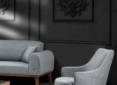 Armchair 1 Seater Living room Armchair Single Seater Wood Textile Fabric