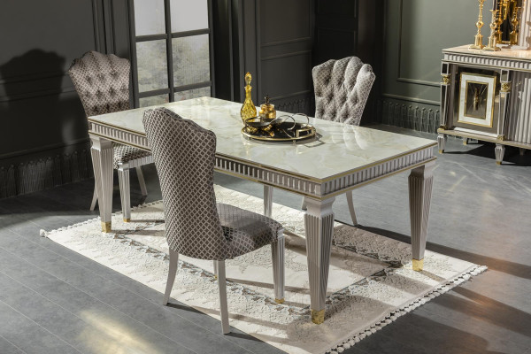 Dining table White Dining room Wood Furniture Design Elegant Table Luxury Style