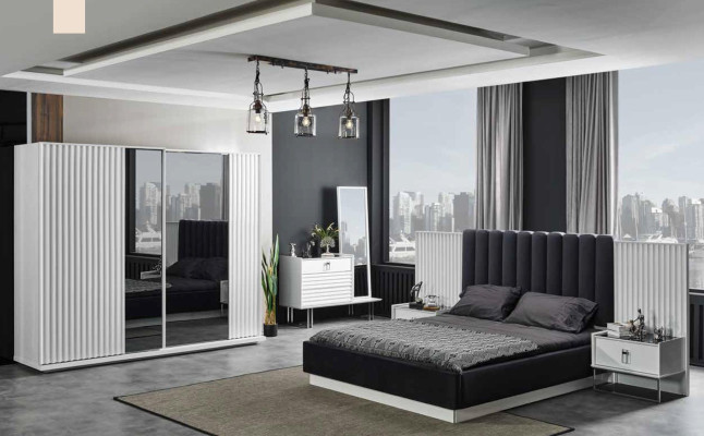 Complete's Bedroom Set Bed Bedside table Wardrobe Chest of drawers Design 5 pcs.