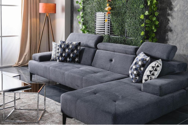 Corner sofa Sofas L-shape Sofa Corner Living room Polyester Gray Modern Luxury Fabric new