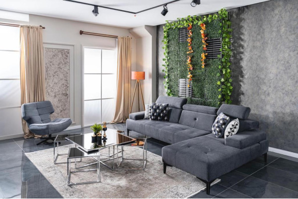 Corner sofa Sofas L-shape Sofa Corner Living room Polyester Gray Modern Luxury Fabric new