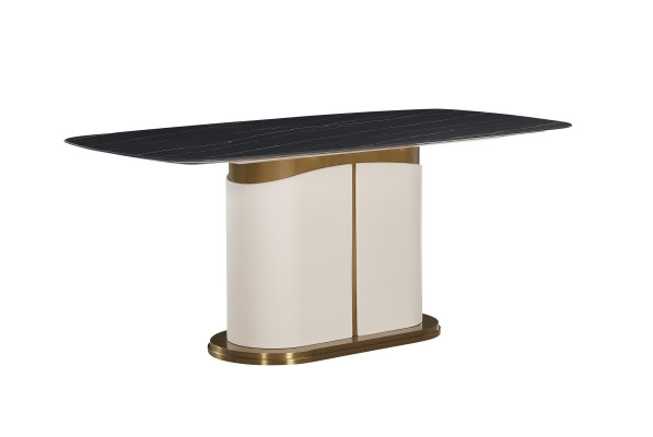 Designer Dining table Luxury Dining room Tables Upholstery Wood Leather Table Oval Furniture
