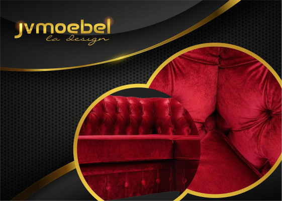 Set Luxury Modern Corner sofa U-shape Chesterfield and Coffee table Living room Textile