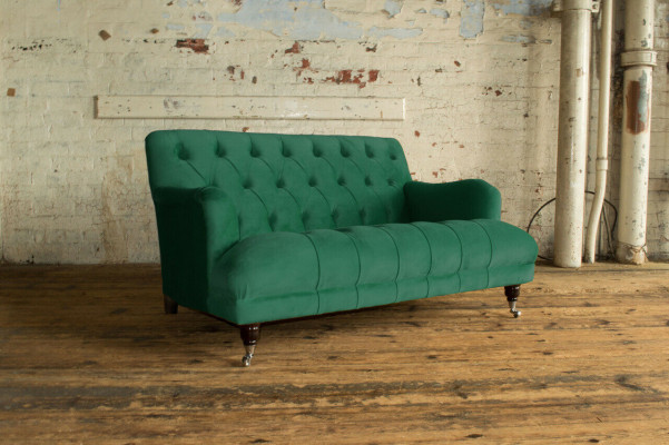 Chesterfield 2 Seater Upholstery Couch Leather Sofa Couches Modern Style Green Textile