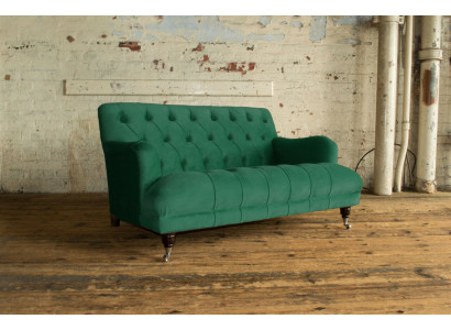Chesterfield 2 Seater Upholstery Couch Leather Sofa Couches Modern Style Green Textile