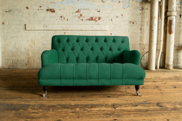 Chesterfield 2 Seater Upholstery Couch Leather Sofa Couches Modern Style Green Textile