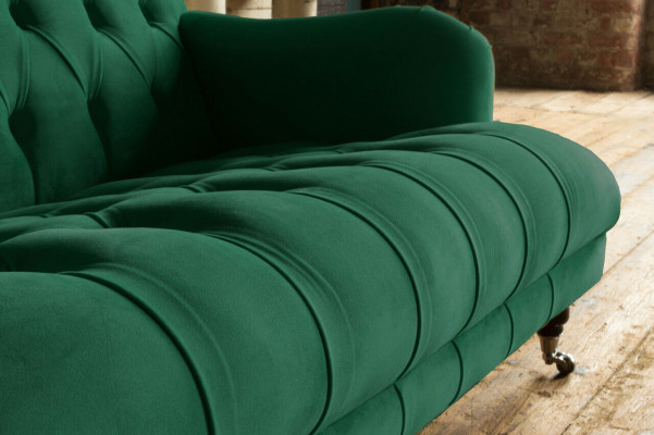 Chesterfield 2 Seater Upholstery Couch Leather Sofa Couches Modern Style Green Textile