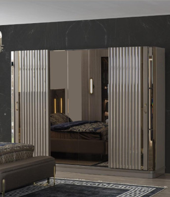 Suite Bedroom Double bed Luxury Bed Modern Brown Set 4pcs new