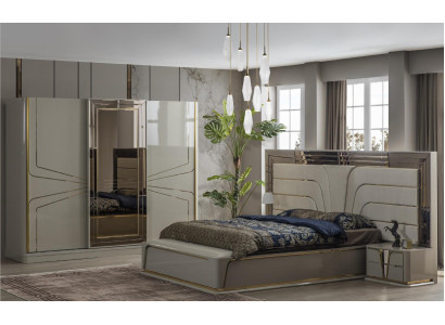 Suite Bedroom Double bed Luxury Bed Modern Brown Set 4pcs new