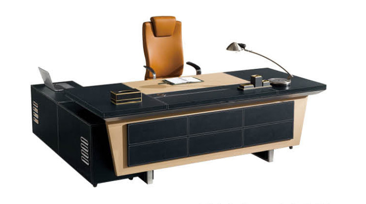 Desk 2 pcs. Set Office Furnishings Table Leather Wood Design Furniture
