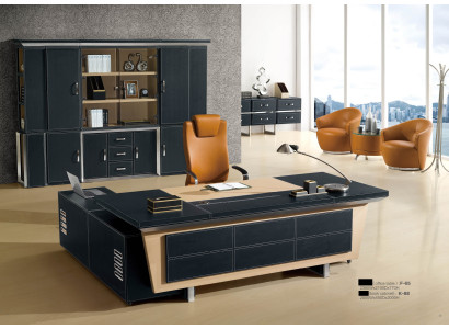 Desk 2 pcs. Set Office Furnishings Table Leather Wood Design Furniture