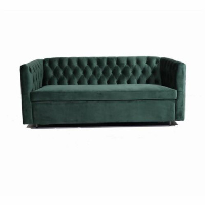 American Style Chesterfield Sofa Couch Leather Upholstery Three Seater Green