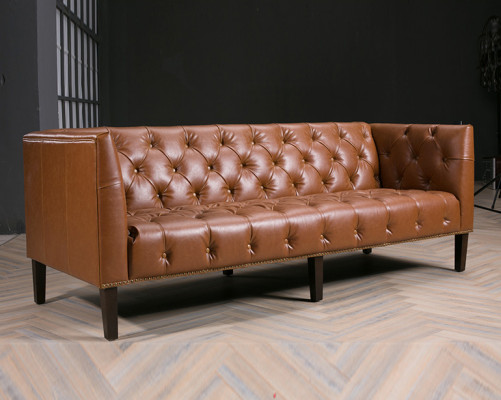 Men Club Chesterfield Sofa Couch Leather Upholstery Three Seater Brown