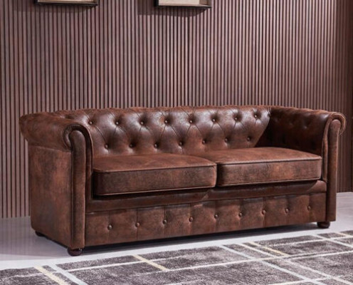 Luxurious Chesterfield sofa from Imitation leather for the living room