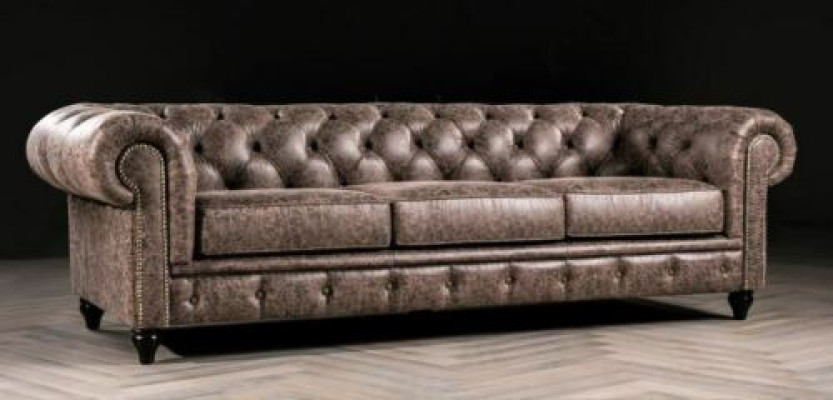 Mens Club Chesterfield Sofa Couch Leather Upholstery Three Seater Brown NEW