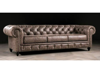 Mens Club Chesterfield Sofa Couch Leather Upholstery Three Seater Brown NEW