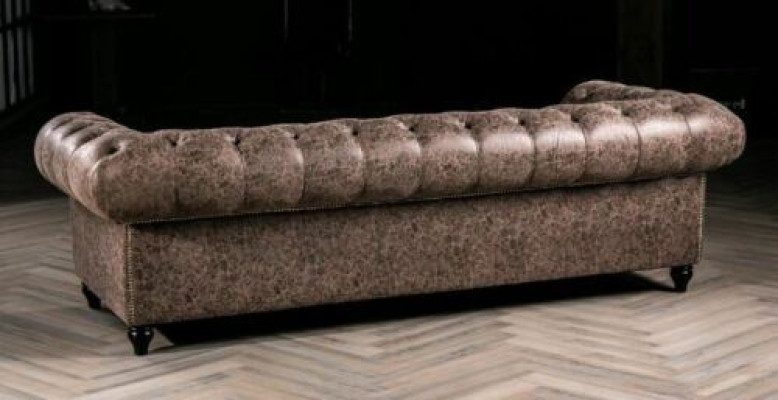 Mens Club Chesterfield Sofa Couch Leather Upholstery Three Seater Brown NEW