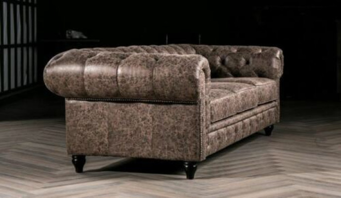 Mens Club Chesterfield Sofa Couch Leather Upholstery Three Seater Brown NEW