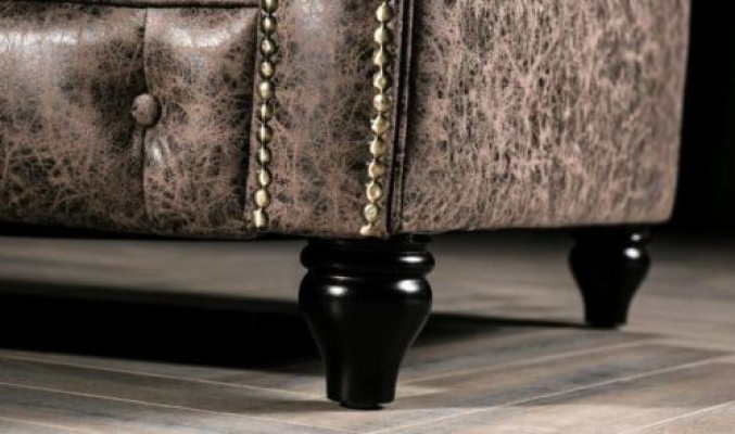 Mens Club Chesterfield Sofa Couch Leather Upholstery Three Seater Brown NEW