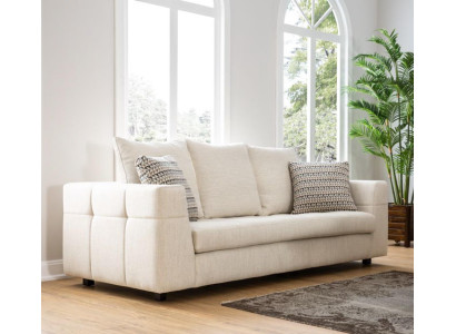 Luxury Modern Sofa 3 Seater Upholstered Sofa White Textill Seat Design Couch Sofas