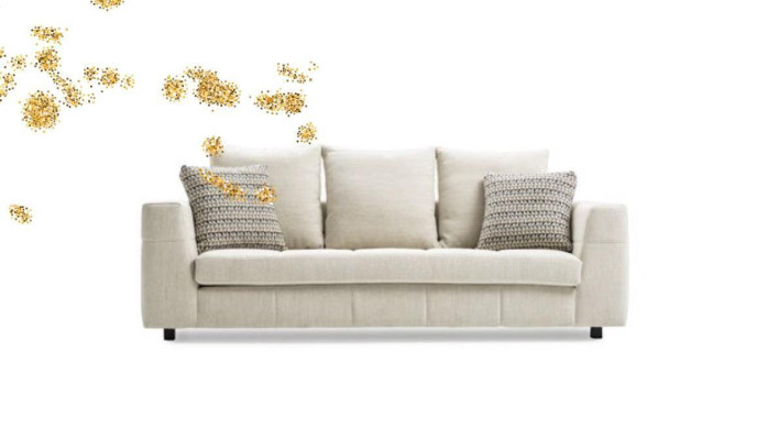 Luxury Modern Sofa 3 Seater Upholstered Sofa White Textill Seat Design Couch Sofas