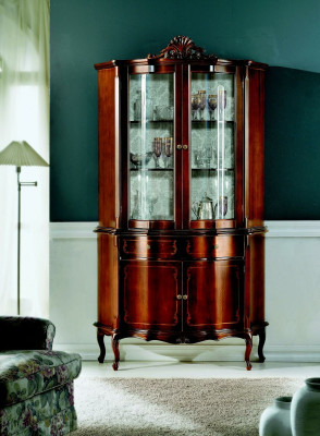 Italian Luxury Wood Design Furniture Baroque Style Wardrobe Display case Brown Living room new