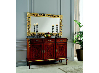 Design Furniture Style Baroque 2-piece Chest of drawers Mirror Wood Italian Style Designer