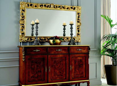 Design Furniture Style Baroque 2-piece Chest of drawers Mirror Wood Italian Style Designer
