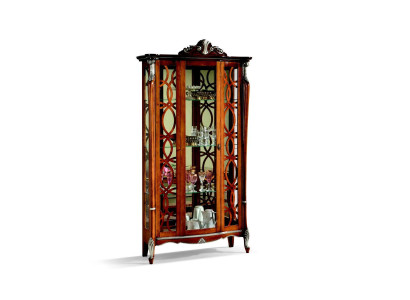 Italian Furniture Luxury Design Wood Classic Baroque Shelf Glass Cabinet Showcases
