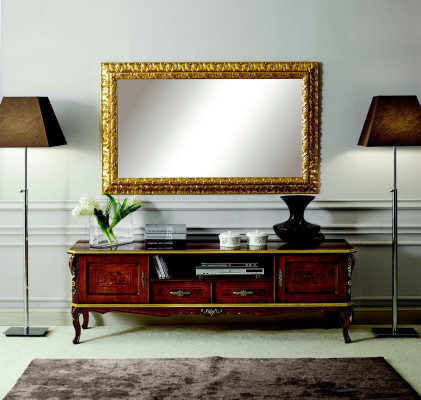 Luxury 2-piece set sideboard lowboard TV cabinet mirror Italian wood furniture wooden furniture
