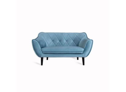 Comfortable, soft 2-seater sofa with luxurious upholstery in a delicate blue colour