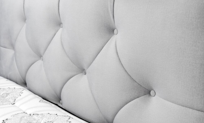 Bed White Modern Design Fabric Upholstery Bedroom Double bed Wood Elegant new
