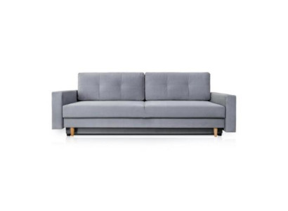 Comfortable and functional extendable 3-seater sofa in light gray color in a modern style