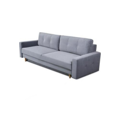 Comfortable and functional extendable 3-seater sofa in light gray color in a modern style