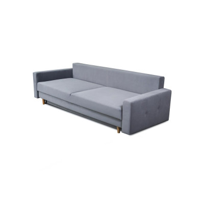 Comfortable and functional extendable 3-seater sofa in light gray color in a modern style