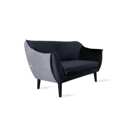 Sofa 2 Seater Black Modern Living room Luxury Design Wood Furniture Upholstery Fabric