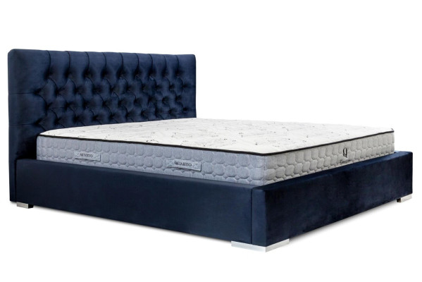 Bed Blue Modern Design Fabric Upholstery Bedroom Double bed Wood Elegant new