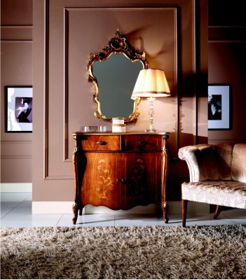 Luxury Furniture Style Baroque 2-Piece Set Chest of Drawers with Mirror Luxury Wood Italian