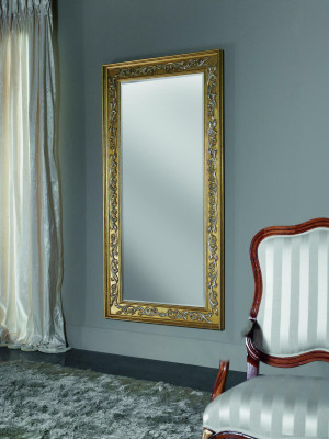 Mirror Wall mirror Baroque Rococo Floorboards Living room Bathroom Wood Glass Design SP 6420