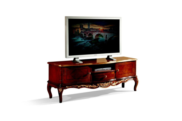 Designer Wood Baroque TV Wardrobe with 2 Doors Drawer and Shelf Italy