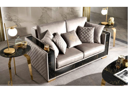 Sofa 2 Seater Modern Design Upholstery Textile Sofas Seat Furniture Living landscape Gray