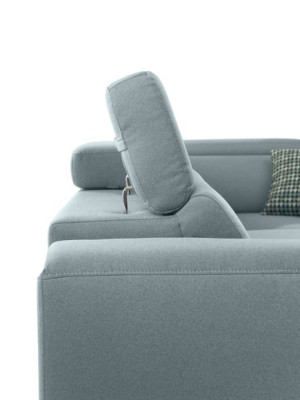 Designer comfort able, soft corner sofa in exquisite blue for the living room