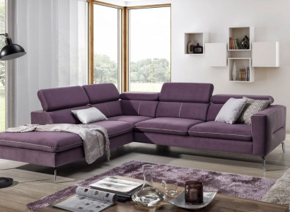 A functional, stylish corner sofa in a modern style for your home in purple luxury upholstery